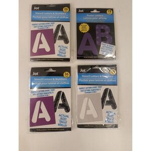 Lot of 4 Jot Stencil Letters and Numbers 36/78 Sheets Poster Lettering Art Craft